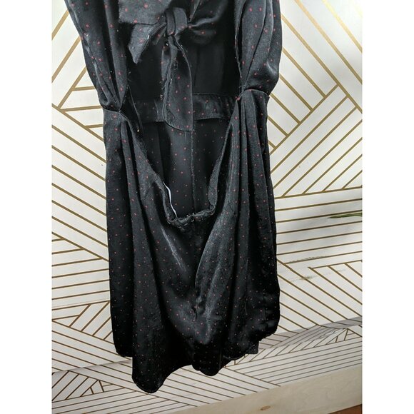 Zara Women's Sleeveless Polka Dot Black Red Romper Tie Back Size Medium - Picture 7 of 9